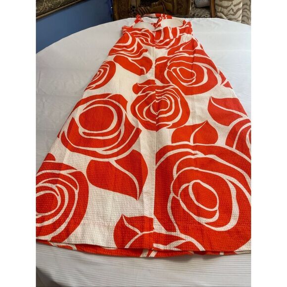Frances Valentine Floral Orange White Vintage Halter Long Maxi Dress Size 4 - Picture 7 of 8